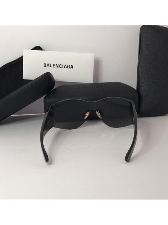 New - Balenciaga BB0122s 004 Women\'s Black Mask Round Sunglasses main image 7